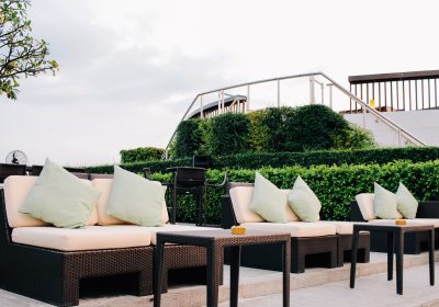 Lounge of hotel rooftop bar